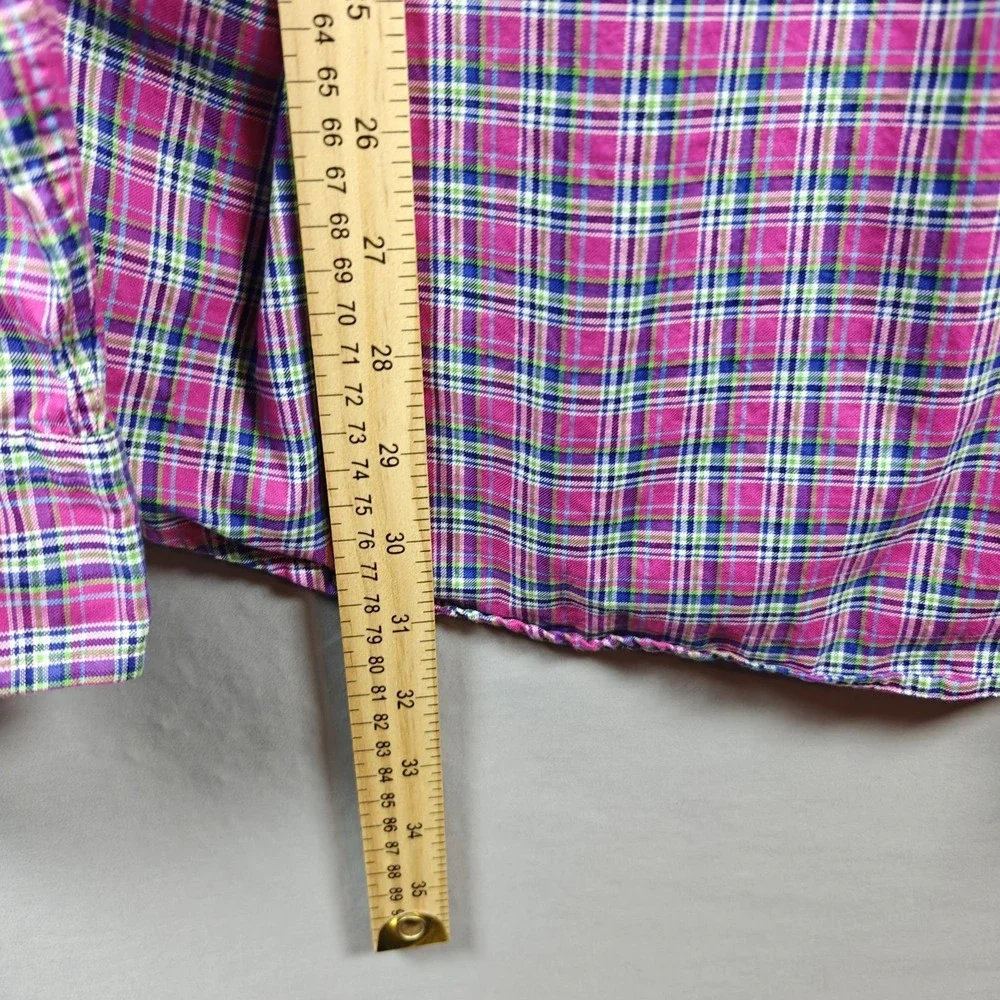 Ralph Lauren XL Long Sleeve Button Up Pink Plaid‎ Lightweight Button Up Shirt